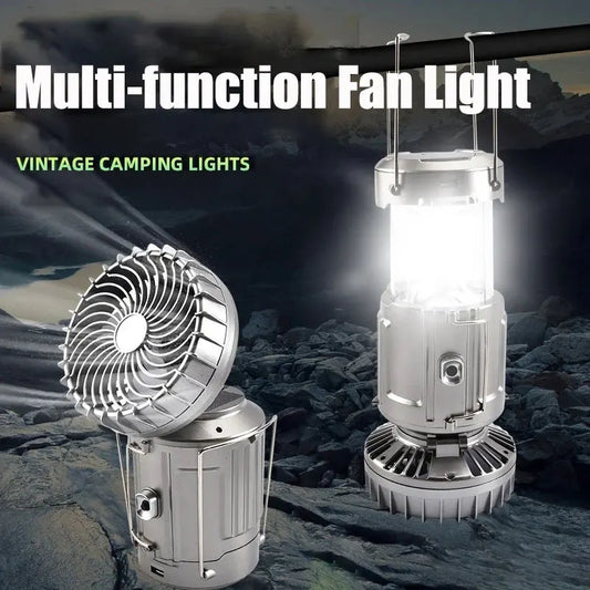 Portable Outdoor Solar LED Lights Waterproof Lantern with Fan